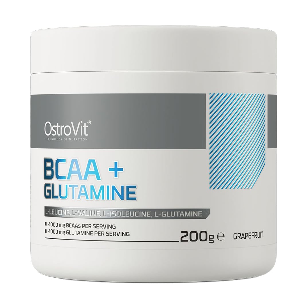 Амінокислоти BCAA + L-Глютамін OstroVit BCAA + Glutamine зі смаком грейпфруту, в порошку, 200 г